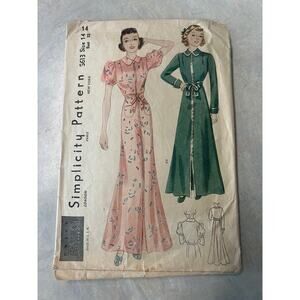 Vintage 1930's Simplicity Pattern #S613 Girls and Misses Housecoat Size 14 HTF